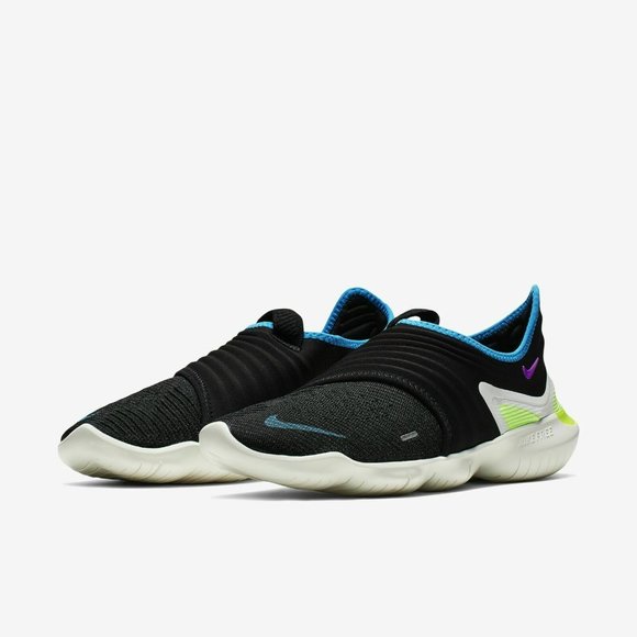 Nike Free RN Flyknit 3.0 Black Volt Neon Men's - Picture 3 of 6